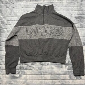 Top of the World LSU Tigers Womens Large Gray Colorblock Quarter Zip Sweatshirt